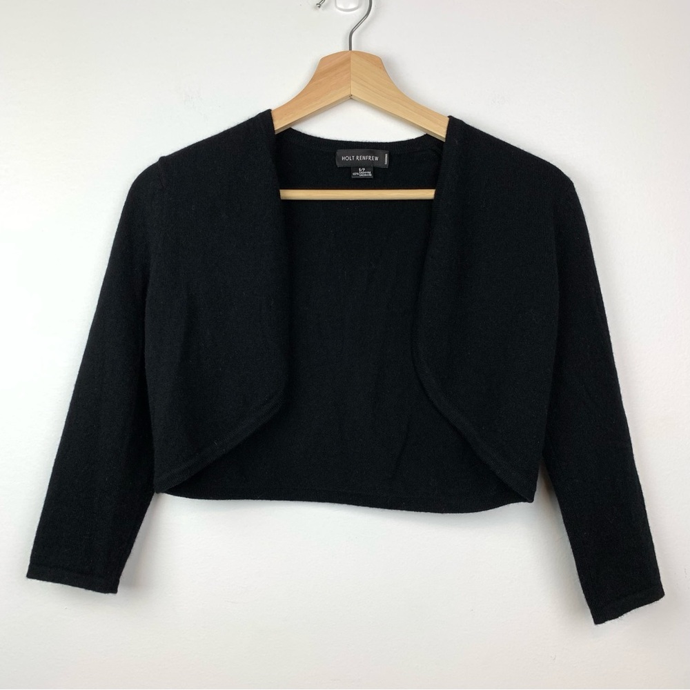Cashmere Bolero Black Sz Small Holt Renfrew Long Sleeves Cardigan Quiet Luxury